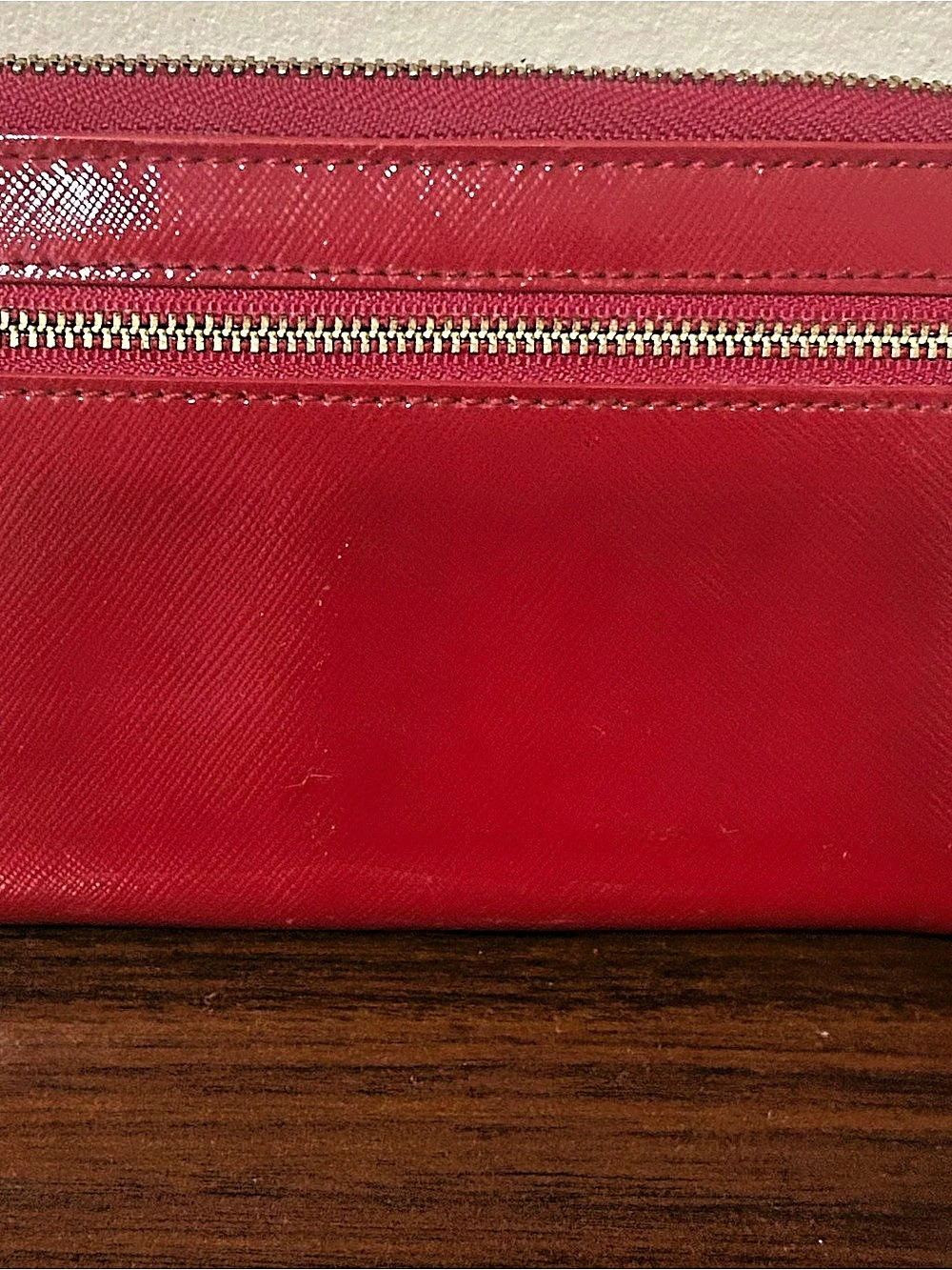 Badgley Mischka Red Patent Zip-Around Continental Wallet - Picture 2 of 8